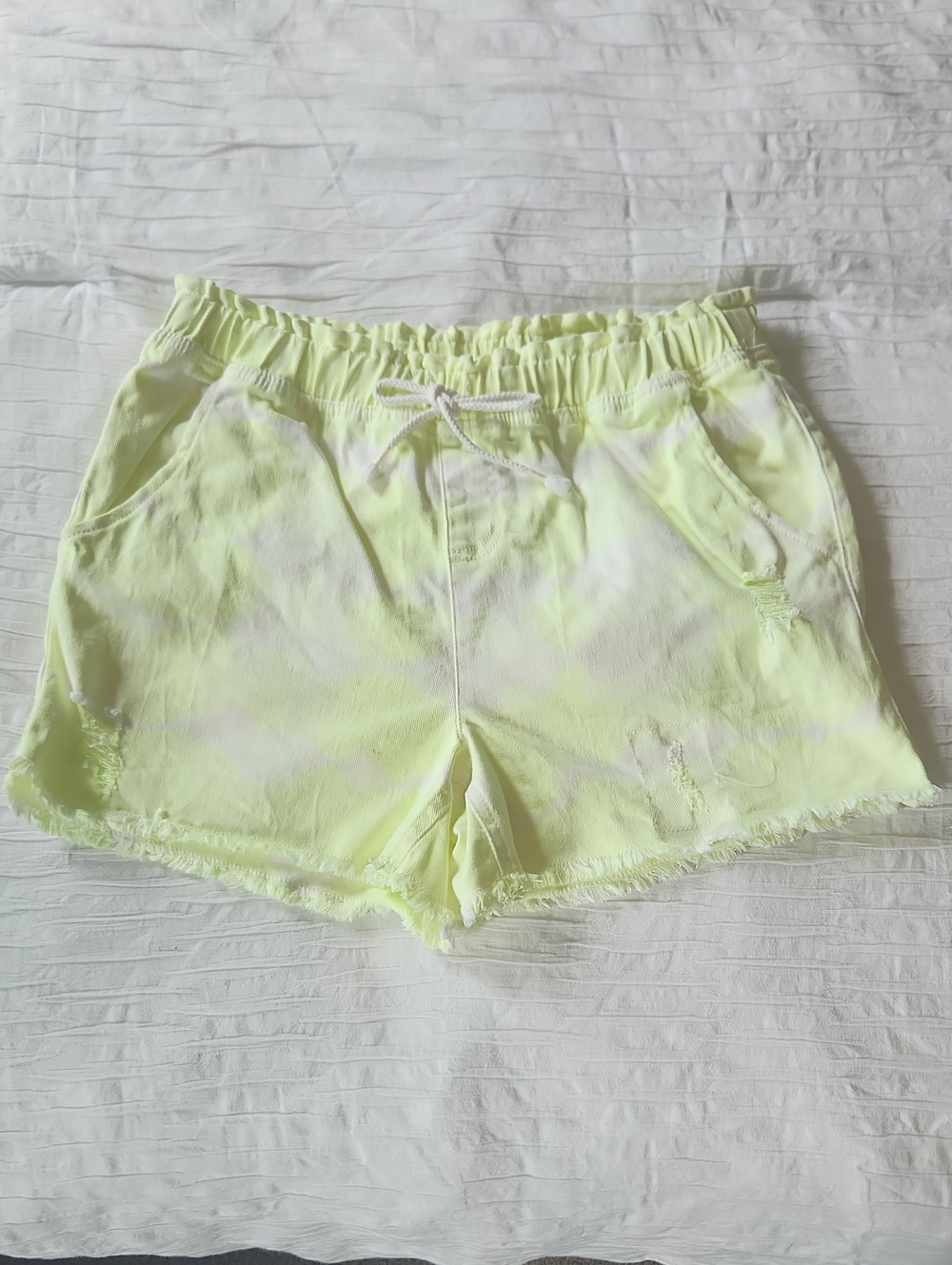 Justice Neon Yellow Tie-Dye Athletic Lounge Shorts Sz 20